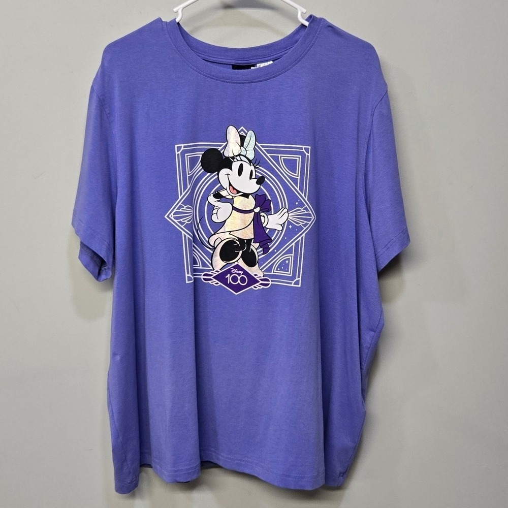 Disney 100 Minnie Mouse T Shirt Women XL Purple Holographic Retro 20s Flapper
